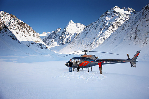 Glacier helicopter landing