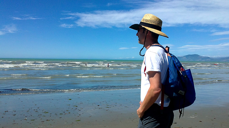 walking the beaches while on holiday in New Zealand