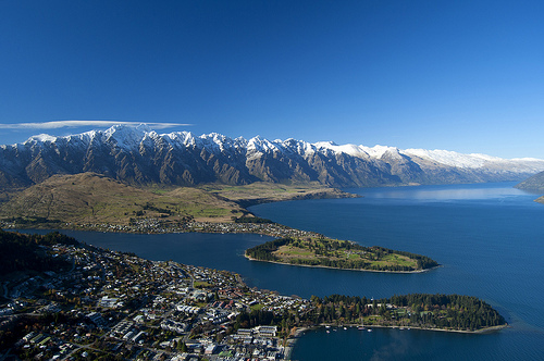 Queenstown widok z lotu ptaka z gondoli Skyline