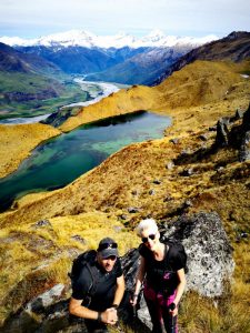 petra and hubi with alpine lake heli hiking wanaka