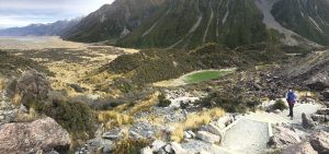 Hiking up the Tasman Valley Glacier Walk in Mt. Cook National Park