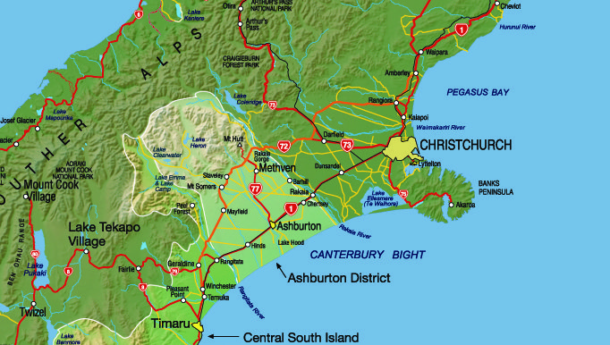 locations map mid canterbury and geraldine