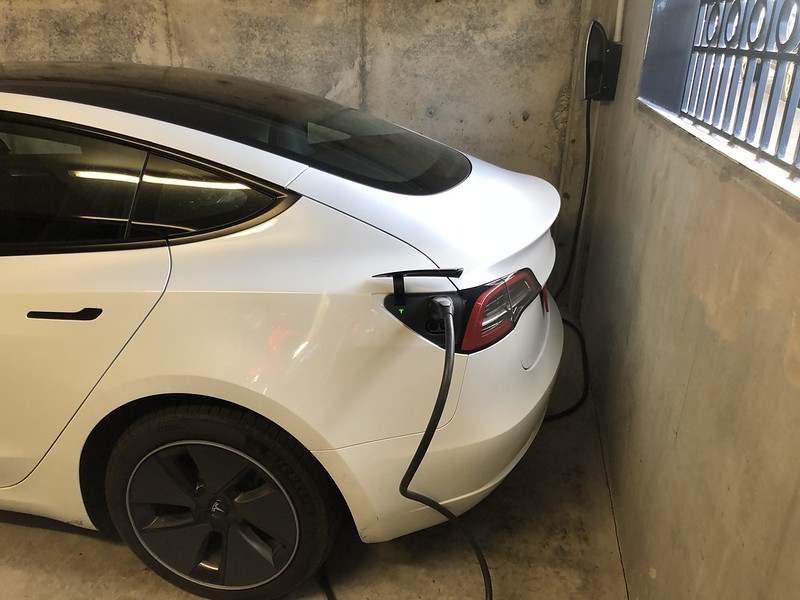 tesla charging station in hotel